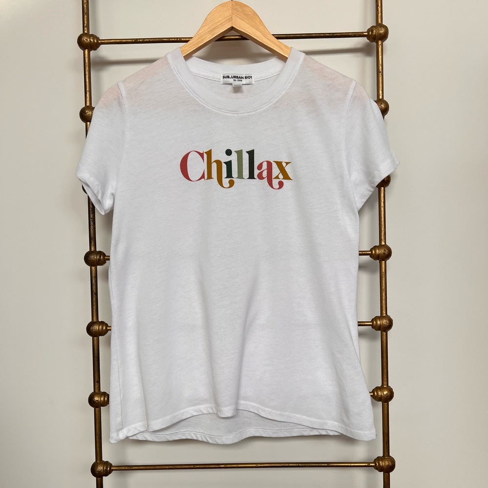 Sub Urban Riot ‘chillax’ white shirt sleeve tee shirt